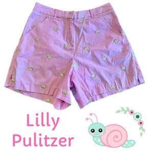 Lilly Pulitzer Vintage Tag Pink Short Green Snail Embroidery Sz 8
